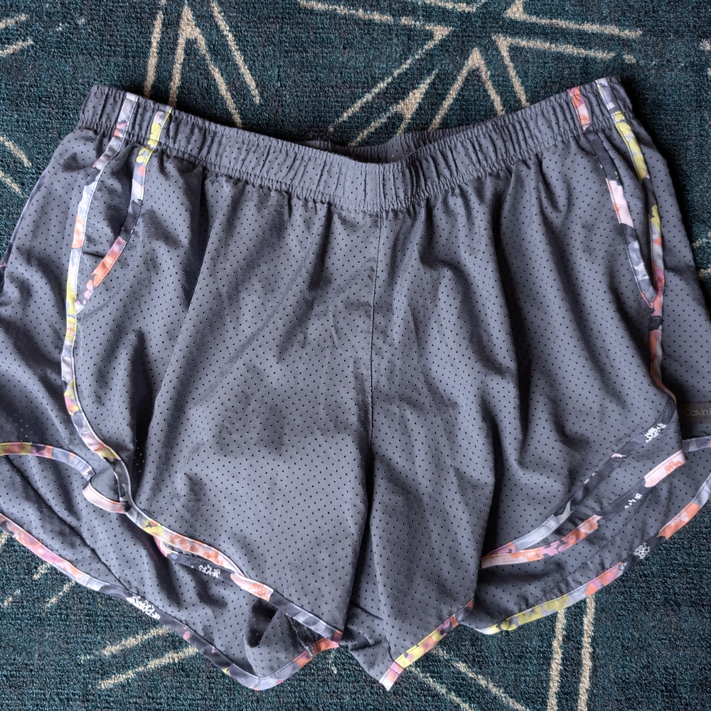 Calvin Klein Gray Women's Athletic Shorts with Multicolor Trim